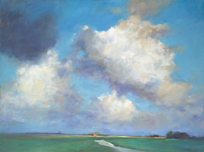 Plage du Nord, Peinture huile, 2018, 25 x 100 cm, Vendu