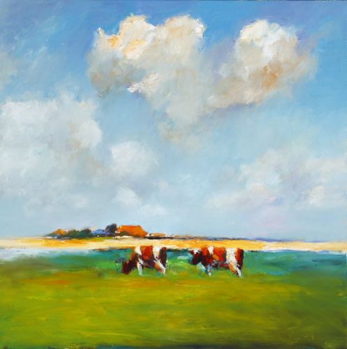 Fries landschap, Olieverf / doek, 2007, 100 x 100 cm, Verkocht