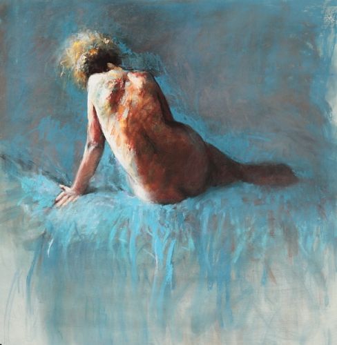 Ziitend naakt, pastel, 2009, 104 x 100 cm, Verkocht