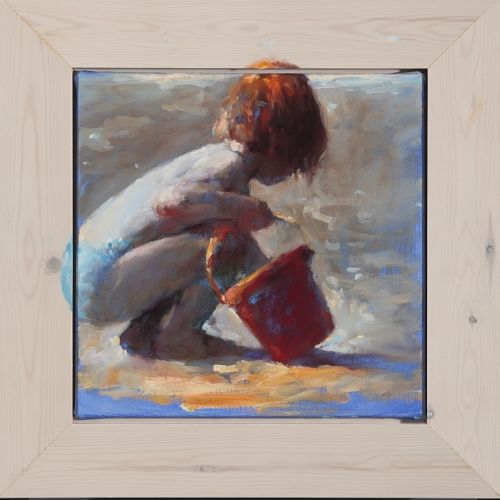 Seau rouge, Peinture à l’huile sur toile, 2009, 40 x 40 cm, Vendu