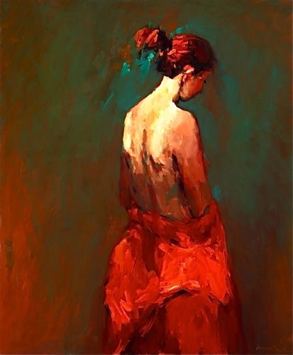 Model in red, oil / canvas, 2008, 120 x 100 cm, Sold