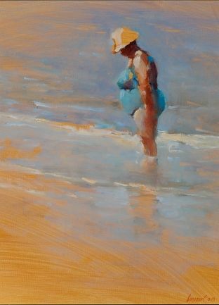 Mit den Füßen im Wasser, Öl auf Leinwand, 2010, 39 x 30 cm, Verkauft
