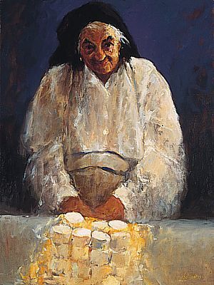 Fromages de chèvre, Peinture à l’huile sur toile, 1997, 80 x60 cm, Vendu