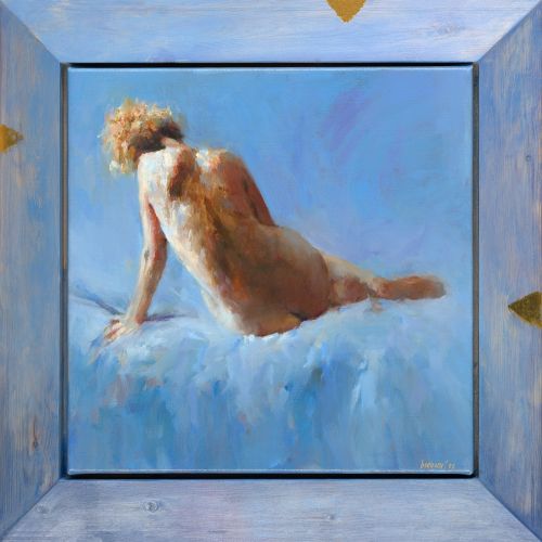 Koningsblauw & Goud, olieverf / doek, 2009, 40 x 40 cm, Verkocht