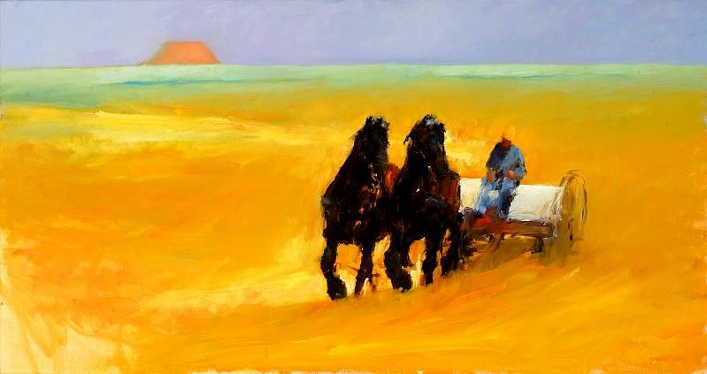 Haymaking month III, Oil / canvas, 2005, 85 x 160 cm, Sold