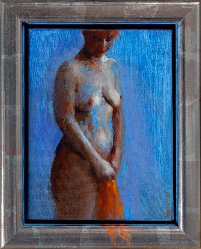 Model in blue, oil / canvas, 2005, 24 x 18 cm, Sold