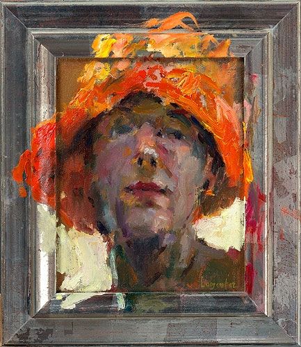 Self-portrait, Oil / canvas, 2002, 21 x 18 cm, Sold