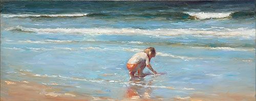 Girl on the beach VII, oil / canvas, 2011, 40 x 100 cm, Sold