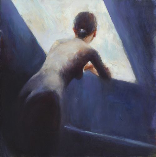 Model in blue, oil / canvas, 2011, 40 x 40 cm, Sold