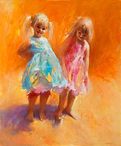 Petites filles, Peinture à l’huile sur toile, 2011, 100 x 80 cm, Vendu