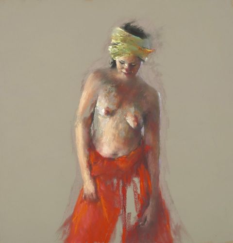 Modèle au turban rouge, Pastel, 2012, 95 x 90 cm, € 3.500,-