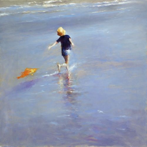 Danser à la mer, Peinture à l’huile sur toile, 2012, 100 x 100 cm, Vendu