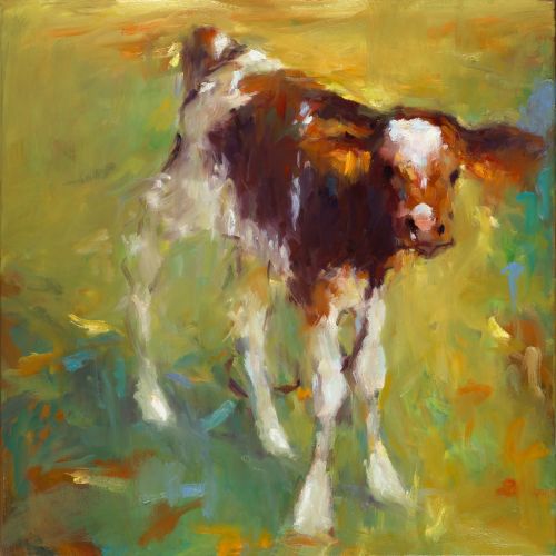 Petit veau, Peinture à l’huile sur toile, 2014, 50 x 50 cm, Vendu