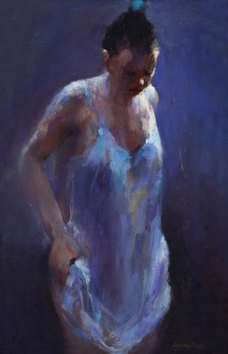 Model in blue, oil / canvas, 2013, 40 x 25 cm, Sold