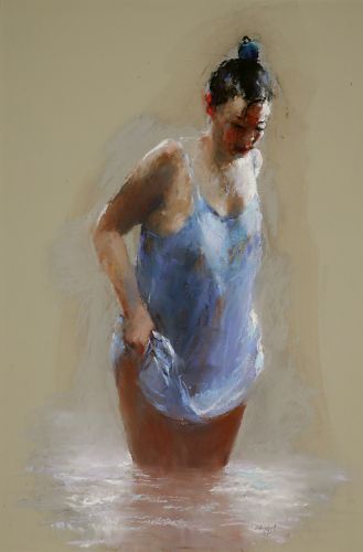 Mit den Füßen im Wasser, Pastell, 2005, 103 x 65 cm, Verkauft