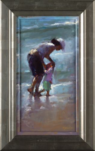 Leren lopen aan zee III, olieverf/linnen, 2013, 51 x 28 cm, Verkocht