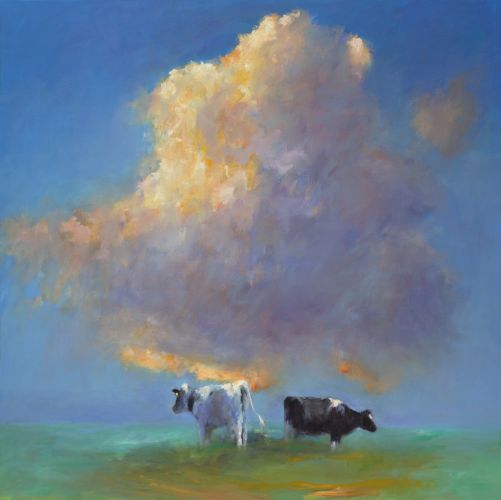 Nuage & les vaches, Peinture à l’huile sur toile, 2013, 140 x 140 cm, Vendu