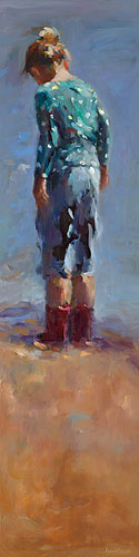 Red boots, oil / canvas, 2014, 120 x 30 cm, Sold