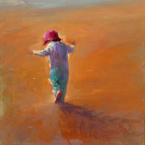 Chapeau rouge, Peinture à l’huile sur toile, 2015, 50 x 50 cm, Vendu