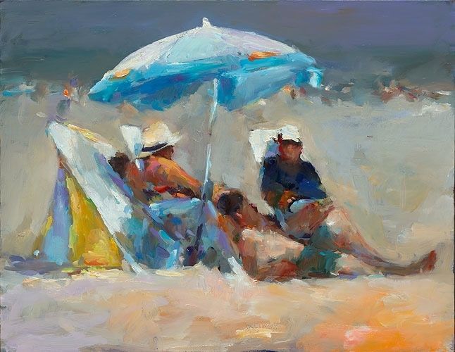 Seaside visitors, oil / canvasl, 2015, 38 x 49 cm, Sold