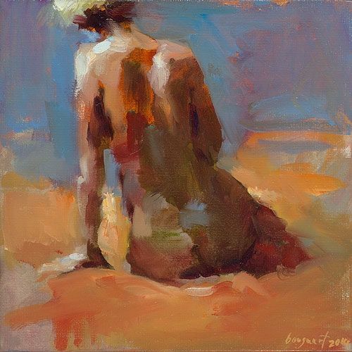 Sitting nude, oil / canvas, 2014, 20 x 20 cm, € 2.100,-
