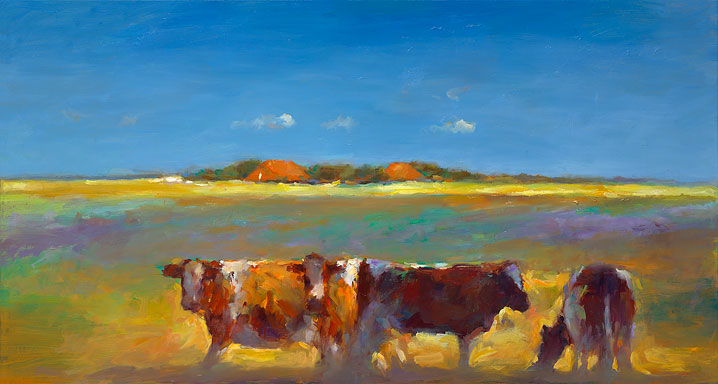 Vaches, Peinture à l’huile sur toile, 2015, 20 x 180 cm, Vendu