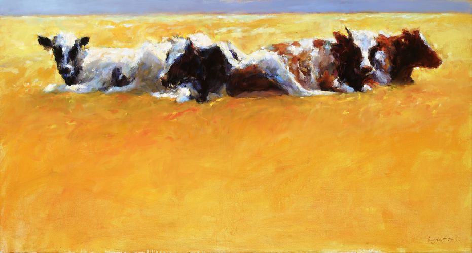 Vaches, Peinture à l’huile sur toile, 2006, 70 x 130 cm, Vendu