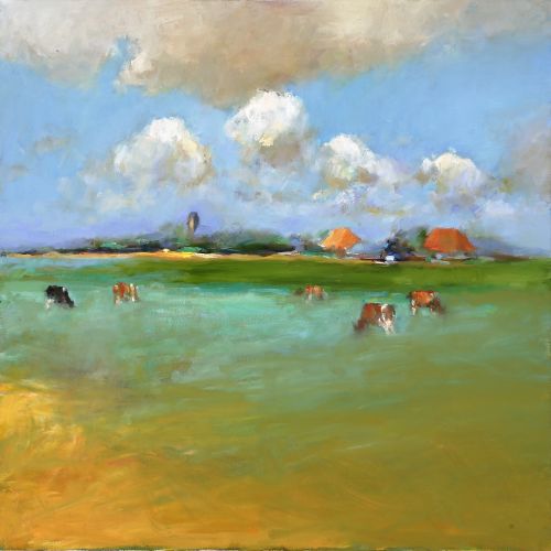 Friesische Landschaft III, Öl auf Leinwand, 2006, 90 x90 cm, Verkauft