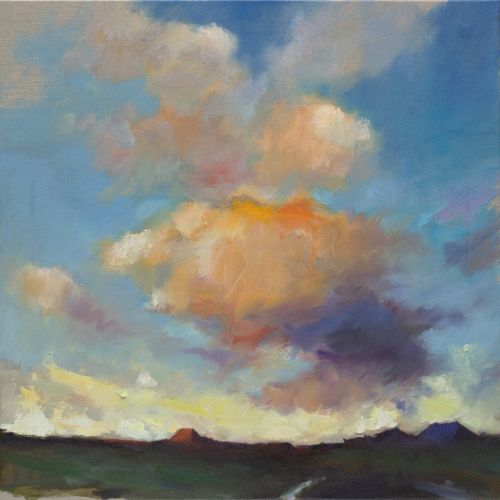Oranje wolk, olieverf / linnen, 2016, 90 x 90 cm, Verkocht