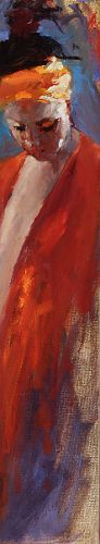 Kimono rouge II, Peinture à l’huile sur toile, 2006, 40 x 10 cm, Vendu