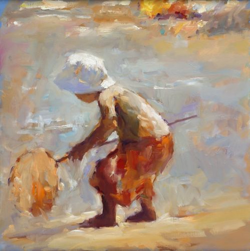 Little fisherman, oil on canvas, 2019, 60 x 60 cm, Sold