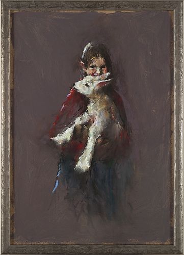 Girl with lamb, Pastel, 2019, 100 x 70 cm, € 2.900,-