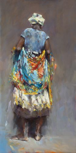 Colours of Africa, olieverf / linnen, 2020, 120 x 60 cm, Verkocht