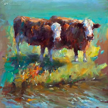 Red cows, oil / canvas, 2020, 80 x 80 cm, Sold