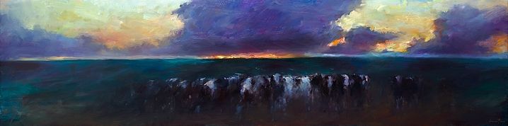 Cowes in eveninglight, oil / canvas, 2021, 50 x 200 cm, Sold