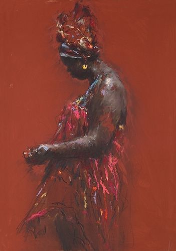 Femme de pēche  Sal Cabo Verde, Pastel, 2021, 100 x 70 cm, € 3.750,-
