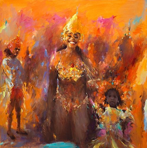 Carnaval Cabo Verde, Huile, 2022, 140 x 140 cm, € 12.000,-