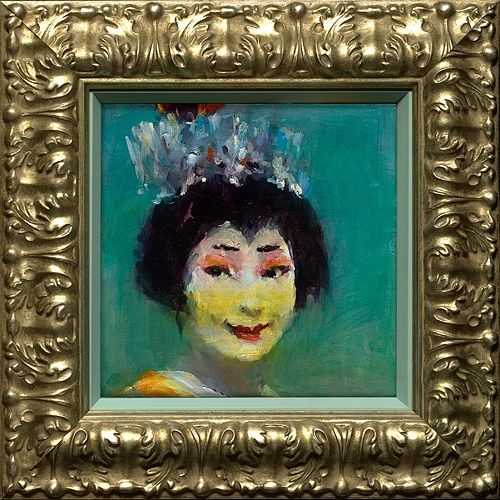 Geisha, olieverf/linnenf, 2022, 25 x 25 cm, € 2.750,-