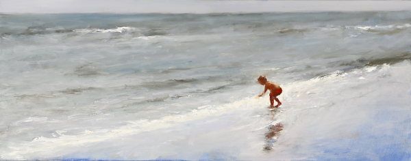 Het kind & de zee, Olieverf / doek, 2007, 40 x 100 cm, Verkocht