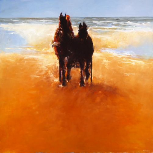 Team of horses IV, Oil / canvas, 2007, 150 x 150 cm, Sold