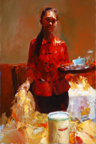 Wok girl, Oil / canvas, 2007, 120 x 80 cm, Sold