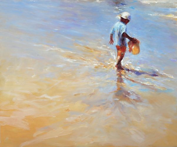 Les joies de la plage, Peinture à l’huile sur toile, 2008, 100 x 120 cm, Vendu
