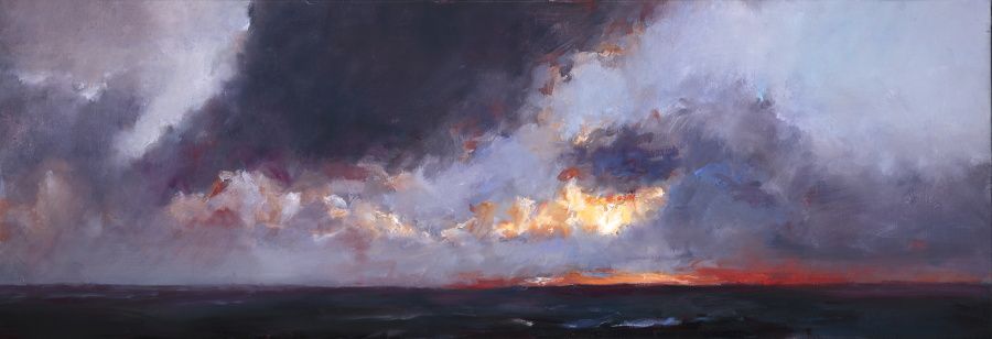 Coucher de soleil, Huile sur toile, 2008, 40 x120 cm, Vendu