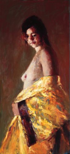 Yellow kimono III, Oil / canvas, 2008, 130 x 60 cm, Sold