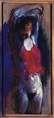 Stehender Akt, Öl auf Leinwand, 1999, 70 x 30 cm, Verkauft