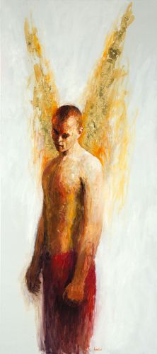 Starker Engel, Öl auf Leinwand, 2001, 180 x 80 cm, Verkauft