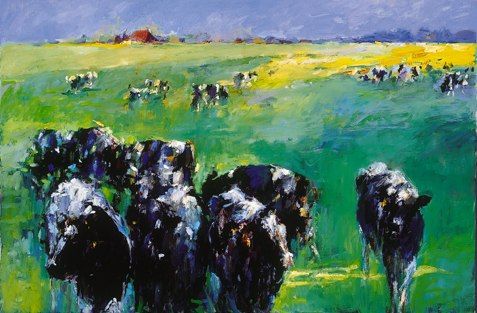 Vaches II, Peinture à l’huile sur toile, 2001, 100 x120 cm, Vendu
