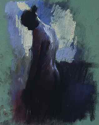 Rückenakt in blau, Pastell, 2000, 30 x 24 cm, Verkauft