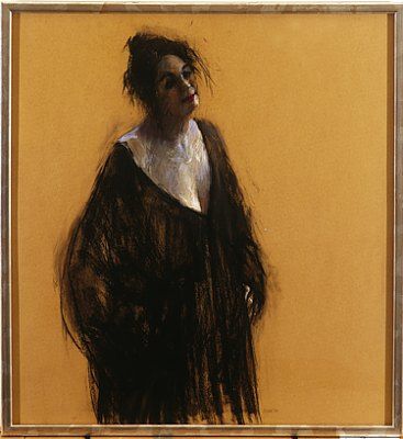 Die Dame, Pastell, 2001, 103 x 96 cm, Verkauft