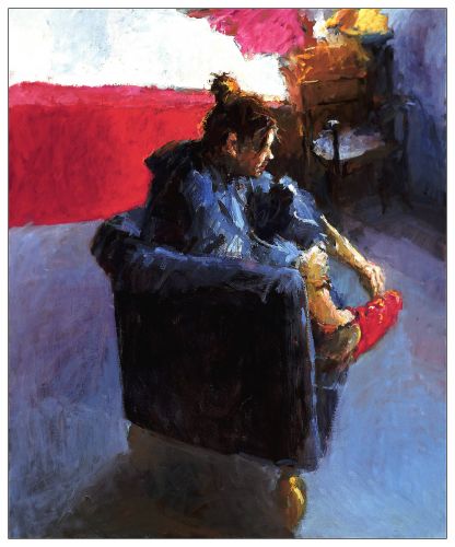 Blauer Sessel II, Öl auf Leinwand, 2002, 120 x 100 cm, Verkauft